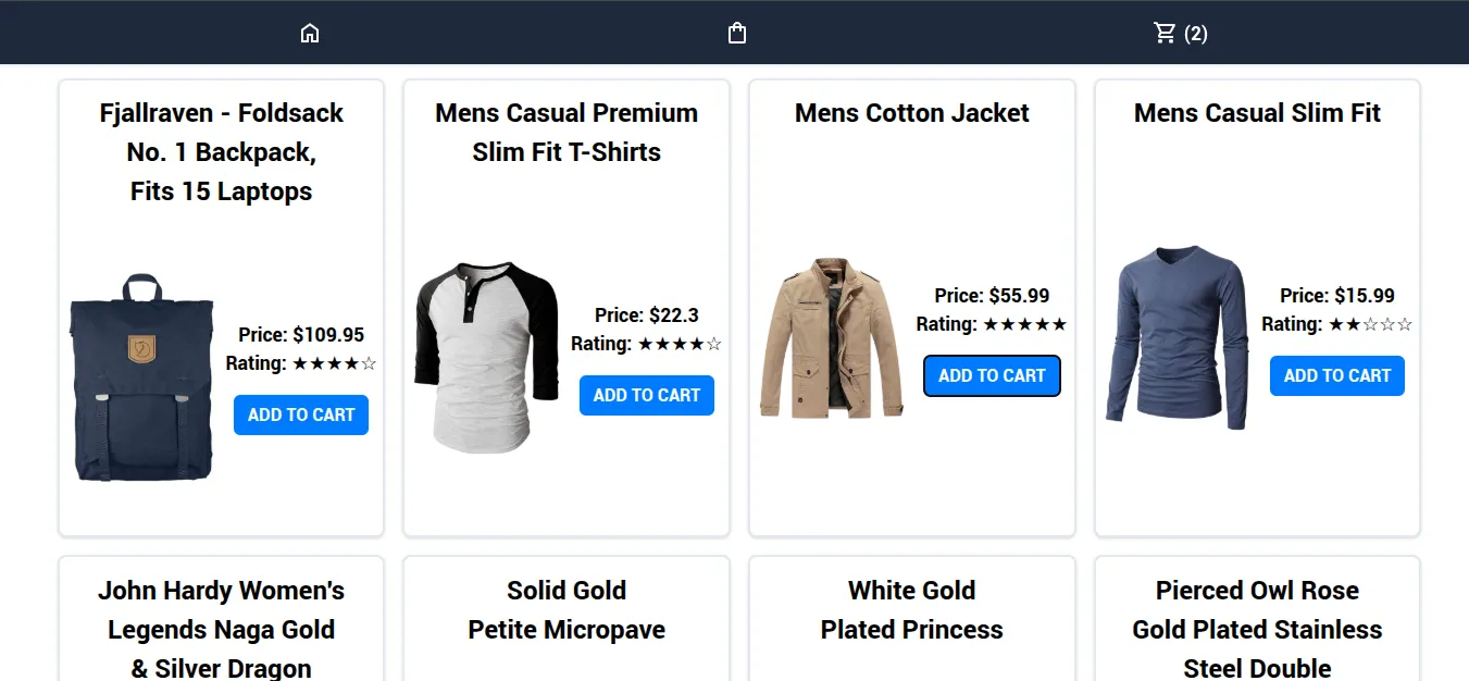 Screenshot of Shopping Cart